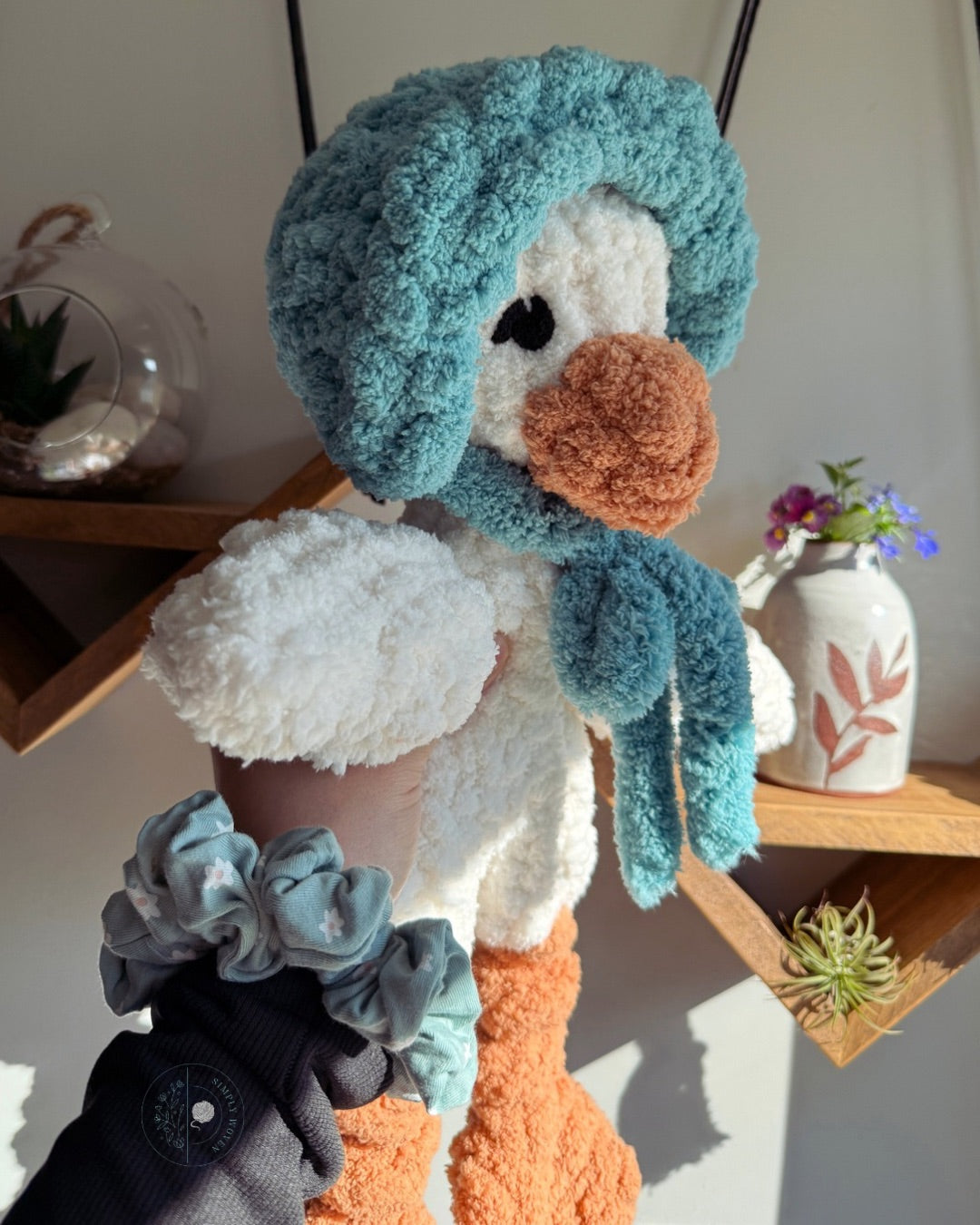 Goose in a bonnet snuggler