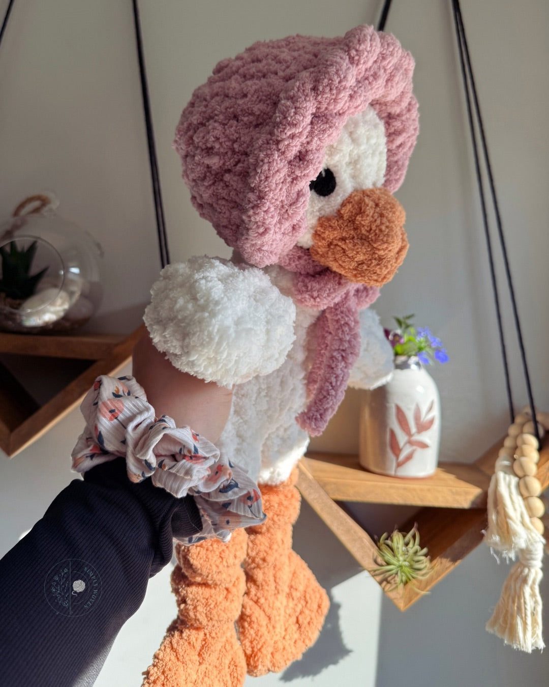 Goose in a bonnet snuggler