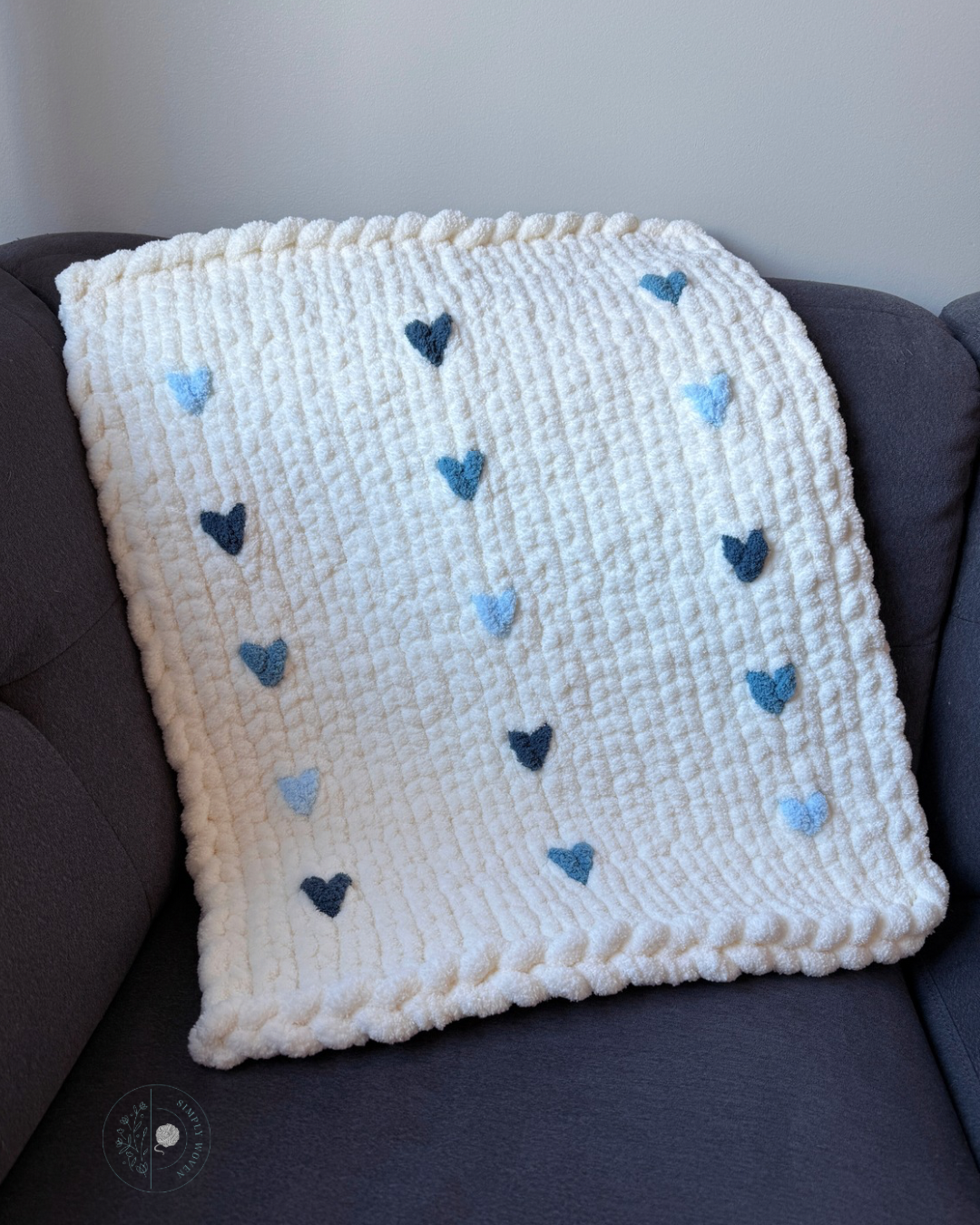 Cloud of hearts baby blanket