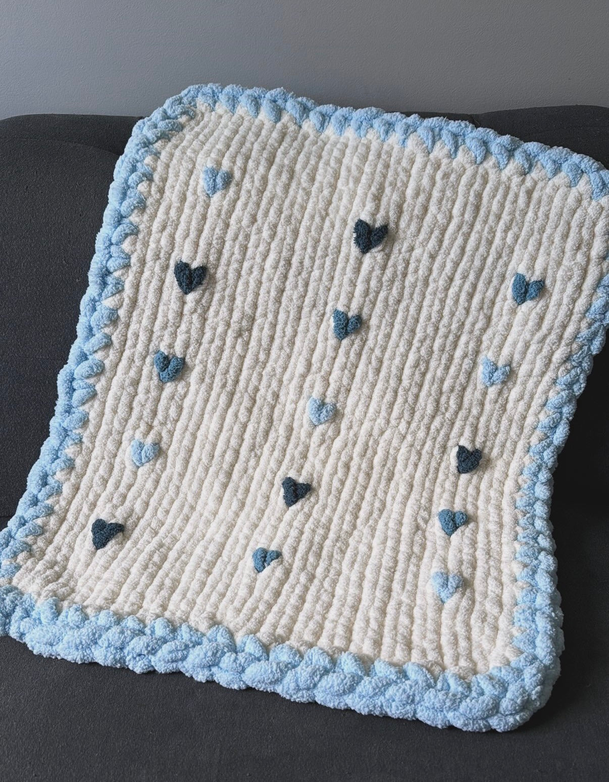 Cloud of hearts baby blanket