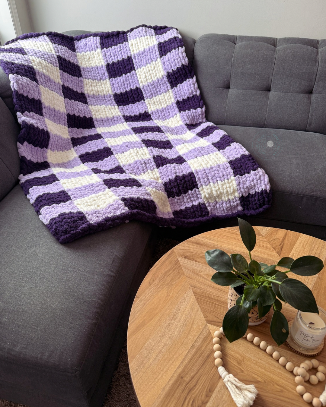 Gingham oversized throw blanket