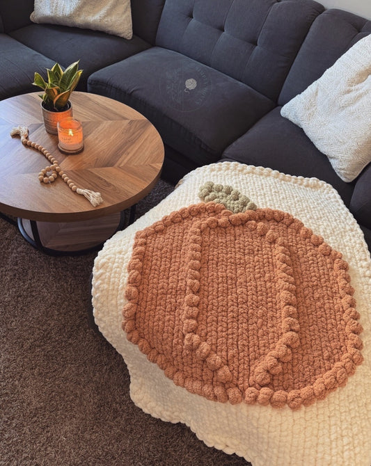 Bobble pumpkin throw blanket